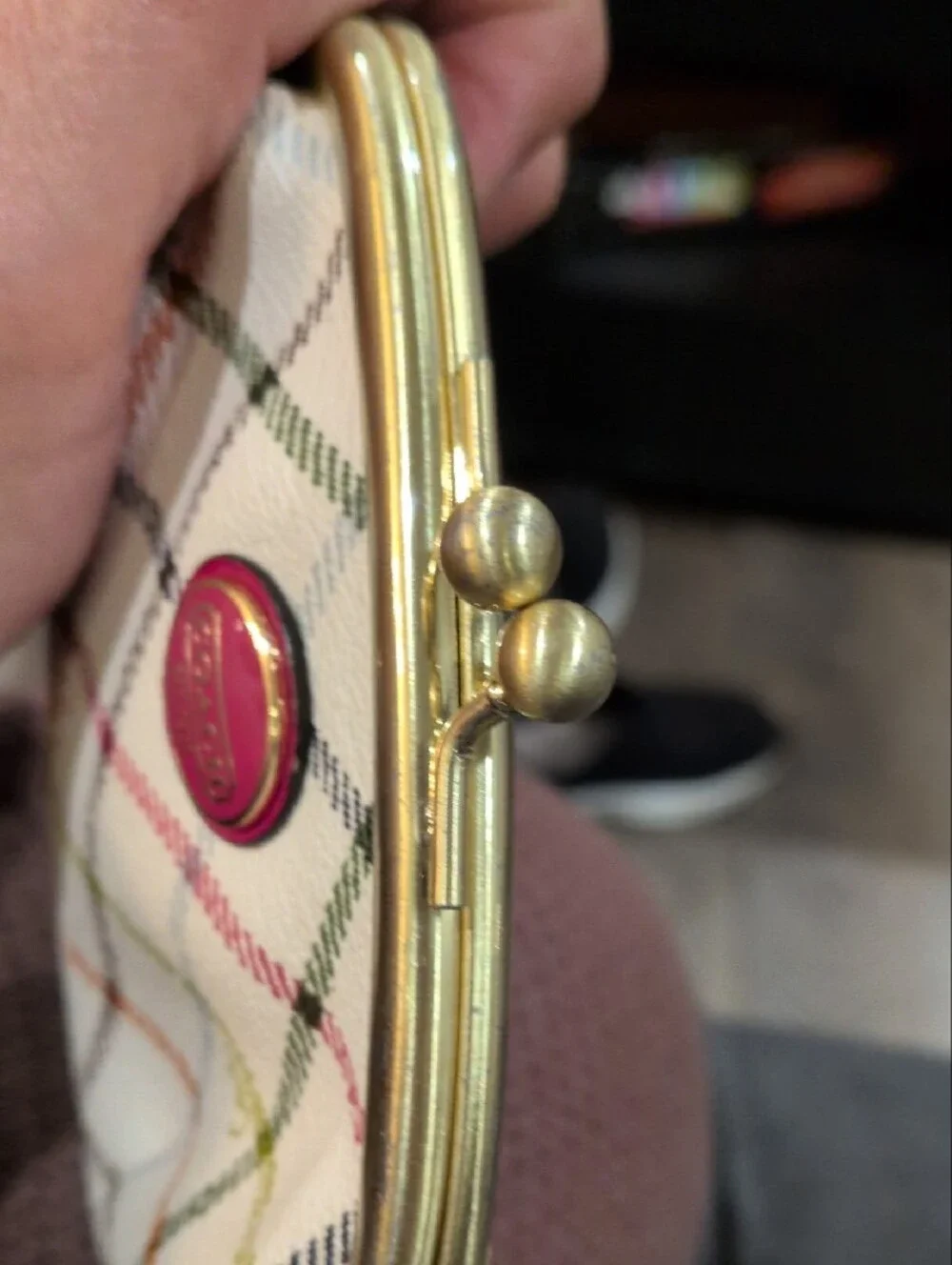 Coach Poppy Tattersall Kiss-Lock Coin Pouch